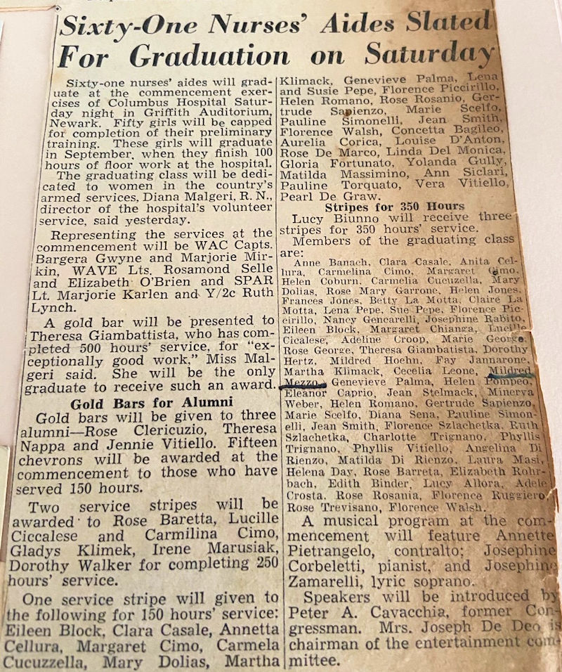 Nurses' Aides Graduation 1945
