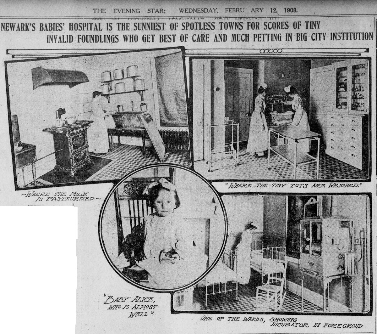 Newark's Babies' Hospital is the Sunniest of Spotless Towns for Scores of Tiny Invalid Foundlings.......
Newark Star
