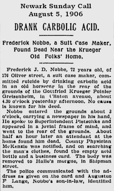 Drank Carbolic Acid
August 5, 1906
Newark Sunday Call
