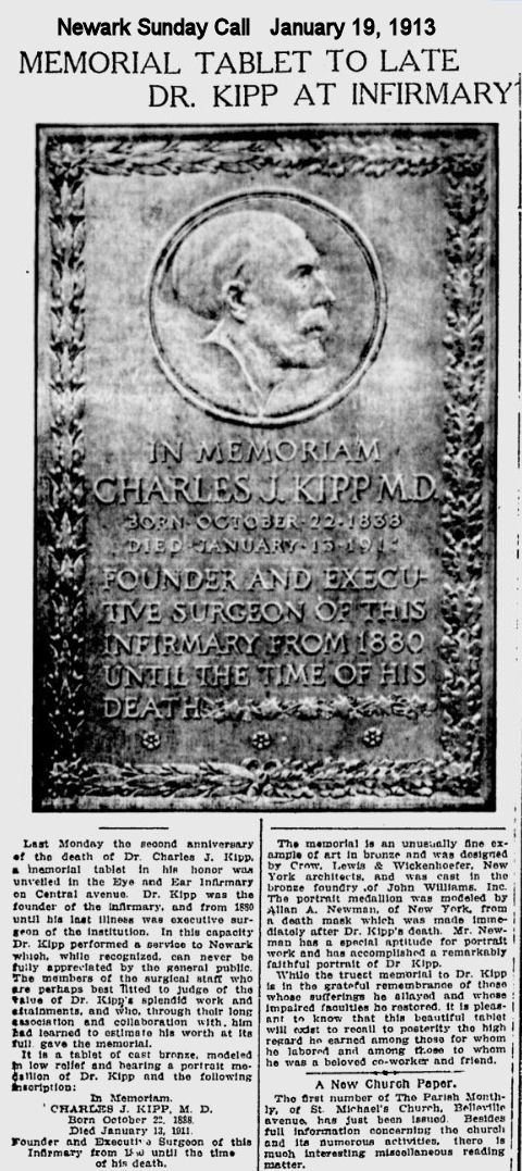 Memorial Tablet to Late Dr. Kipp at Infirmary
