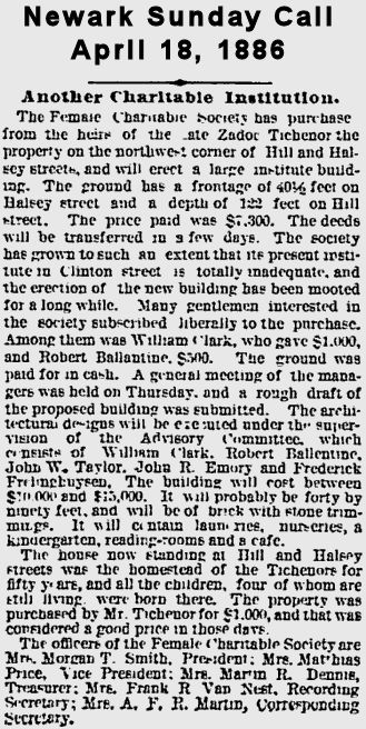 Another Charitable Institution
April 18, 1886
Newark Sunday Call

