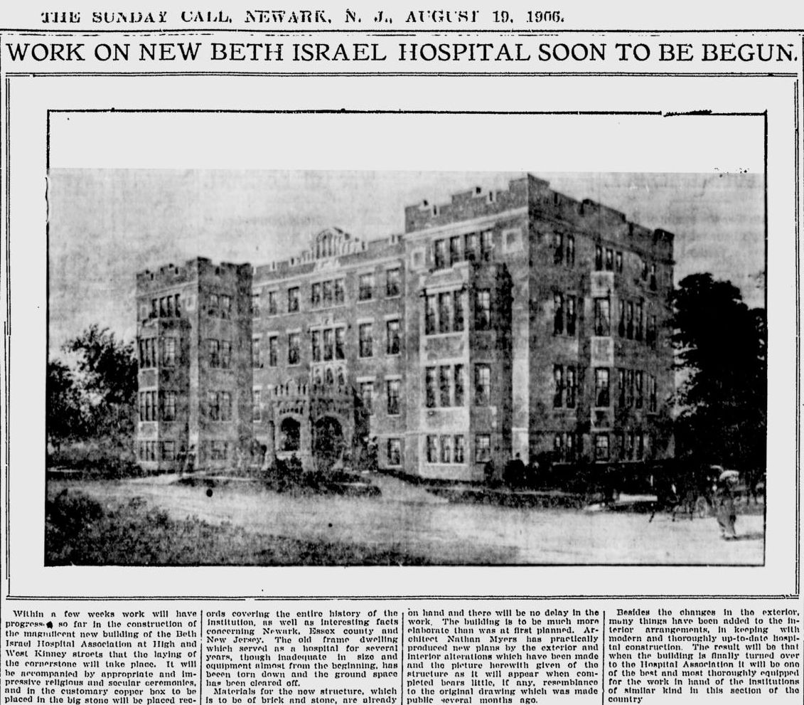 Work on New Beth Israel Hospital Soon to be Begun
1906
